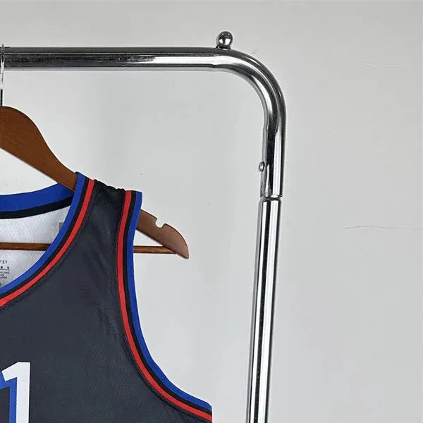 NBA Philadelphia 76ers 2021 V-Neck City Edition Black Jersey EMBIID#21 S-XXL