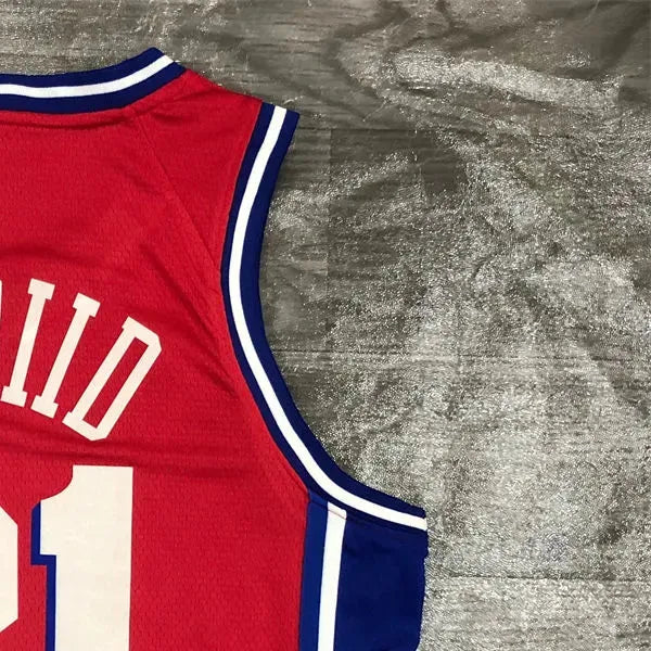 NBA Philadelphia 76ers V-Neck Red Jersey EMBIID#21 S-XXL