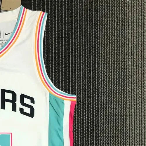 NBA San Antonio Spurs V-Neck White 75th Anniversary jersey DUNCAN#21 S-XXL
