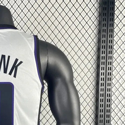 NBA Scaramento Kings 2024 V-Neck White jersey MONK#0 S-XXL