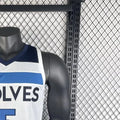 NBA Minnesota Timberwolves 2023 V-Neck White Jersey EDWARDS#5 S-XXL