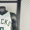 NBA Milwaukee Bucks V-Neck 2023 White jersey LILLARD#0 S-XXL