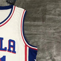 NBA Philadelphia 76ers V-Neck White Jersey EMBIID#21 S-XXL