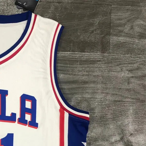 NBA Philadelphia 76ers V-Neck White Jersey EMBIID#21 S-XXL