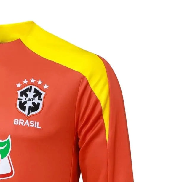 202526 Brazil Orange Long-sleeved half-pull training kit Football team kit