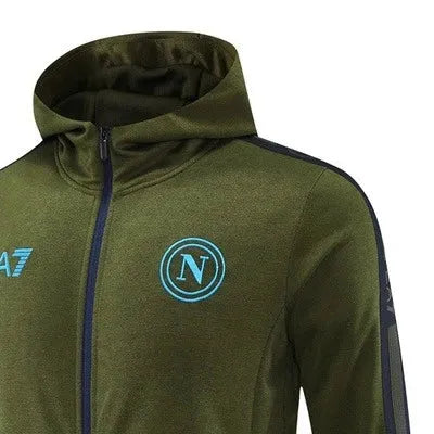 2024 Napoli Army Green Hoodie Jacket Kit Set Football Team Shirt Sports Fashion