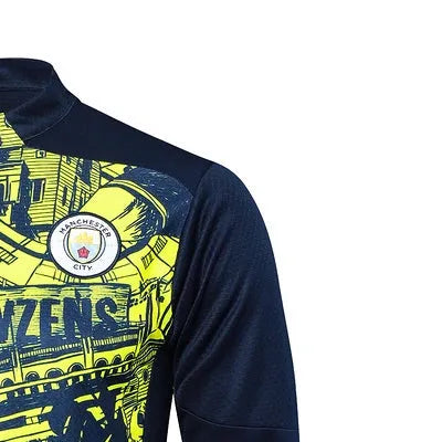 2425 Manchester City Fluorescent Green Long-sleeved half-pull training kit Football team kit