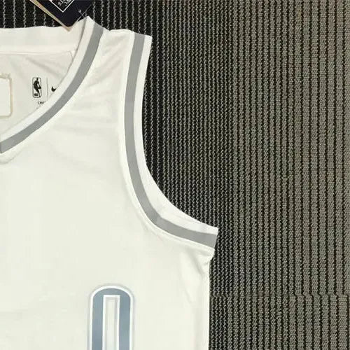 NBA Oklahoma City Thunder V-Neck White 75th Anniversary Jersey WESTBROOK#0 S-XXL