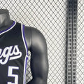 NBA Scaramento Kings 2024 V-Neck Black jersey FOX#5 S-XXL