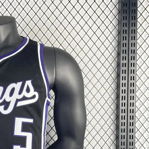NBA Scaramento Kings 2024 V-Neck Black jersey FOX#5 S-XXL