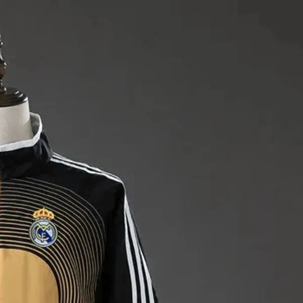 200607 Real Madrid Vintage Style Black Jacket Windbreaker
