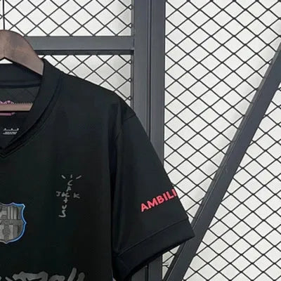Travis Scott X Fc Barcelona 202425 Match Away Cactus Jack Jersey Black Fan version