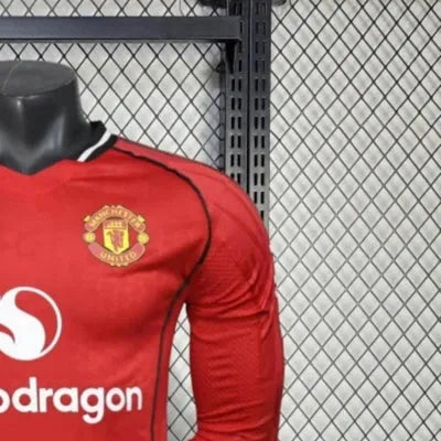 202526 Manchester United Home Long Sleeve Jersey Player Version