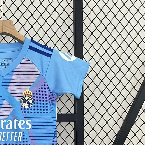 2425 Real Madrid Goalkeeper Real Madrid Blue jersey Kid Kits Size 16-28