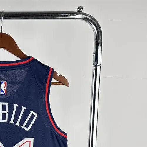 NBA Philadelphia 76ers 2024 Round Neck City Edition Black Jersey EMBIID#21 S-XXL
