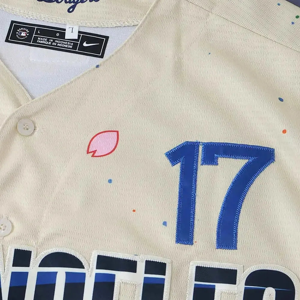 MLB LosAngeles Dodgers Beige Jersey Flower Edition OHTANI #17