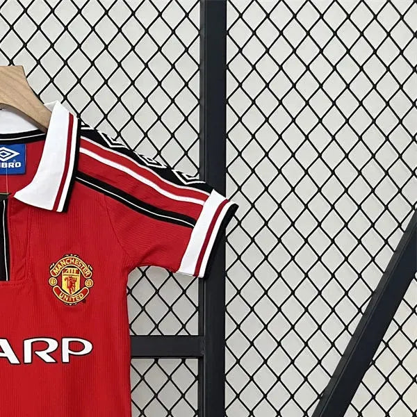 Retro Manchester United 9899 home jersey Kid Kits Size 16-28