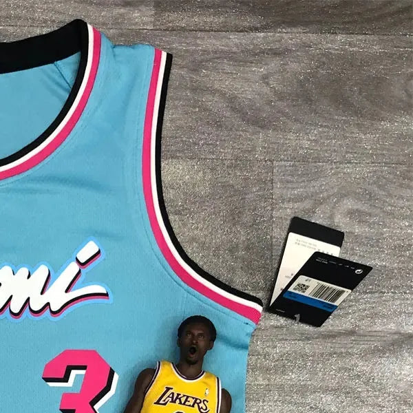 NBA Miami Hearts round neck Light Blue Jersey WADE#3 S-XXL