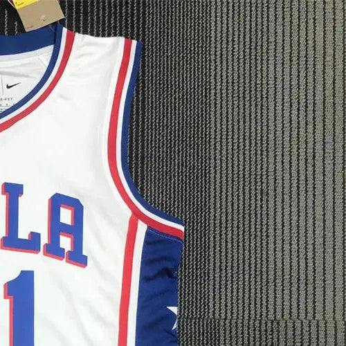 NBA Philadelphia 76ers Round Neck Black 75th Anniversary Jersey EMBIID#21 S-XXL