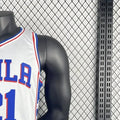 NBA Philadelphia 76ers 2023 V-Neck White Jersey EMBIID#21 S-XXL