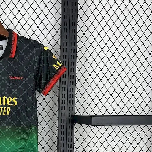 202526 AC Milan Co-Branded Black Edition jersey Kid Kits Size 16-28
