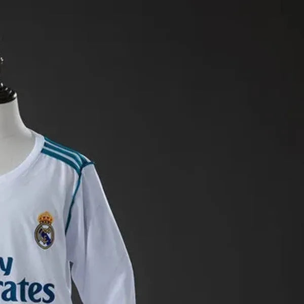Retro Real Madrid 201718 Home Kid Kits Long Sleeve 16-28