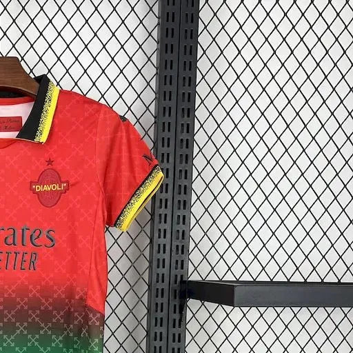 202526 AC Milan Co-Branded Red Edition jersey Kid Kits Size 16-28