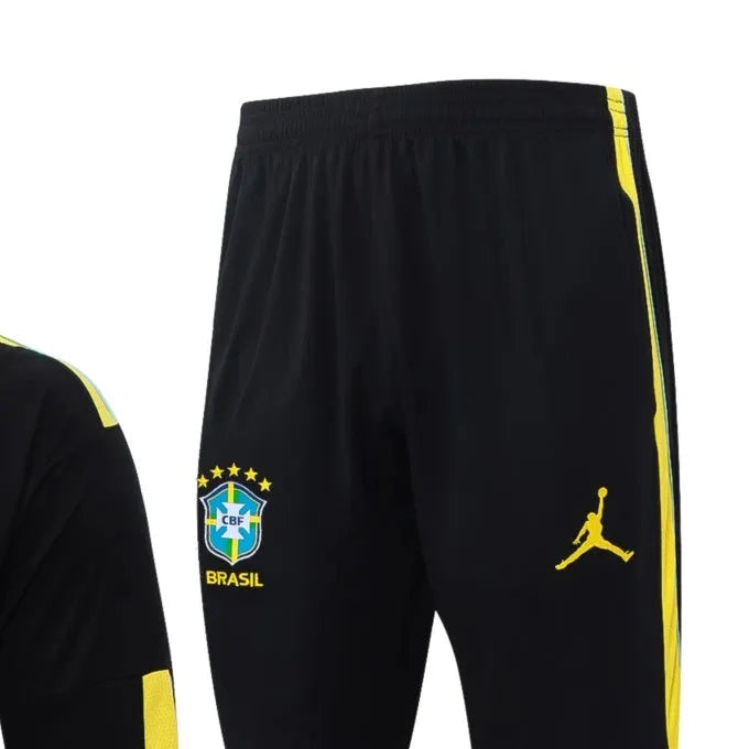 2026 Brazil Black Long-sleeved half-pull training kit