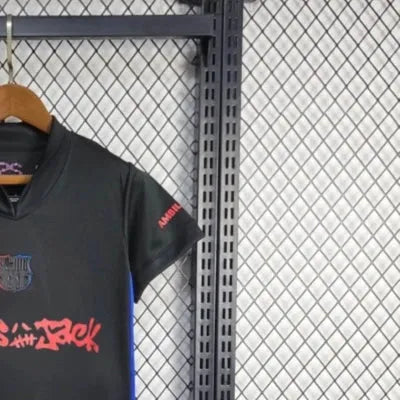 202425 Barcelona Away x Travis Scout Special Edition jersey kids Kits size 16-28