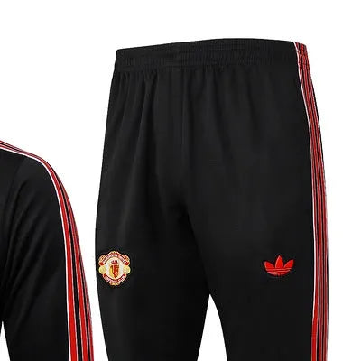 202526 Manchester United Black Long-sleeved half-pull training kit Football team kit