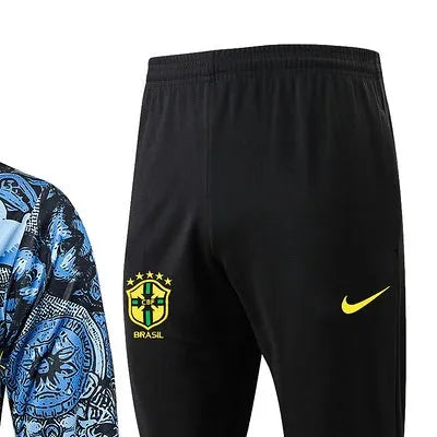 2425 Brazil Grey blue Long-sleeved half-pull training kit Football team kit