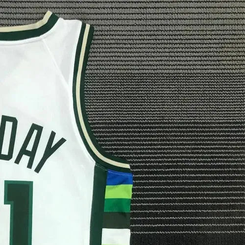 NBA Milwaukee Bucks V-Neck White 75th Anniversary HOLIDAR#21 jersey S-XXL