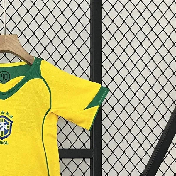 Retro 2004 Brazil home jersey Kid Kits Size 16-28