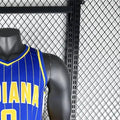 NBA Indiana Pacers 2021 City Edition V-Neck Retro Blue Jersey HALIBURTON#0 S-XXL