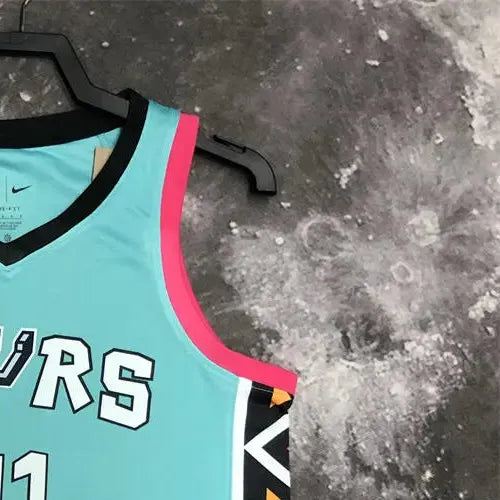 NBA San Antonio Spurs V-Neck Cyan jersey DUNCAN#21 S-XXL