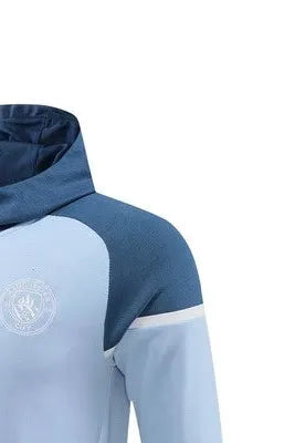2024 Manchester City Grey Blue Hoodie Jacket Kit Set Football Team Shirt Sports Fashion