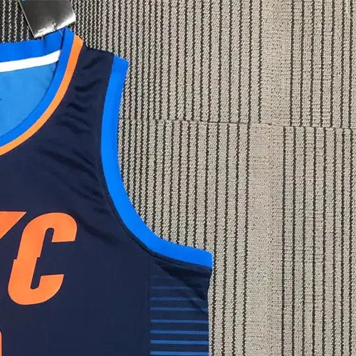 NBA Oklahoma City Thunder V-Neck Deep Blue Jersey WESTBROOK#0 S-XXL