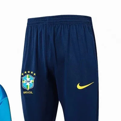 2024 Brazil Blue Hoodie Jacket Kit Set Football Team Shirt Sports Fashion