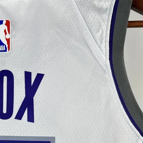 NBA Scaramento Kings 2024 V-Neck White jersey FOX#5 S-XXL