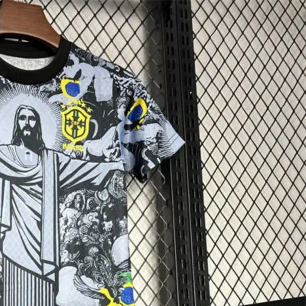 202425 Brazil Jesu Special Edition Grey jersey Kid Kits Size 16-28