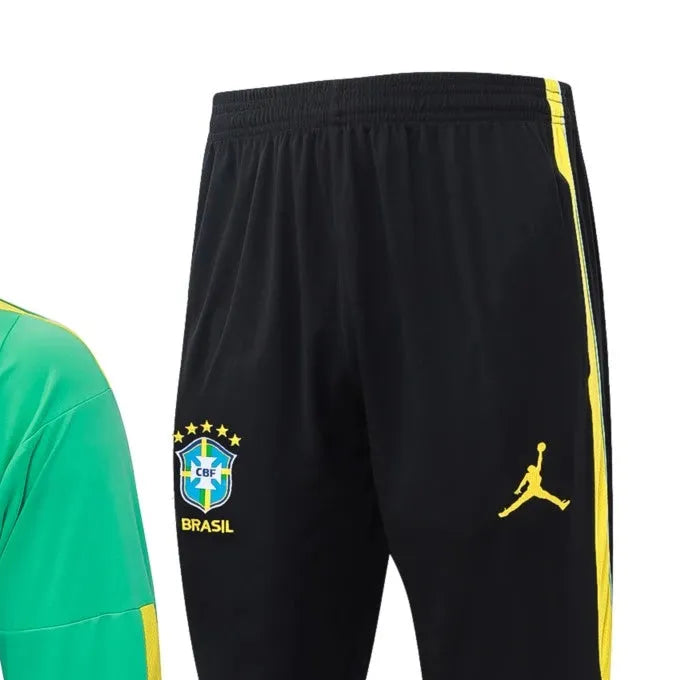 2026 Brazil Light green Long-sleeved half-pull training kit