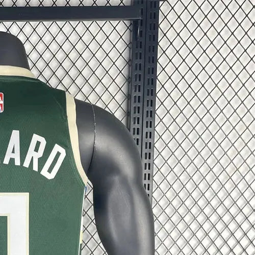 NBA Milwaukee Bucks V-Neck Green jersey LILLARD#0 S-XXL