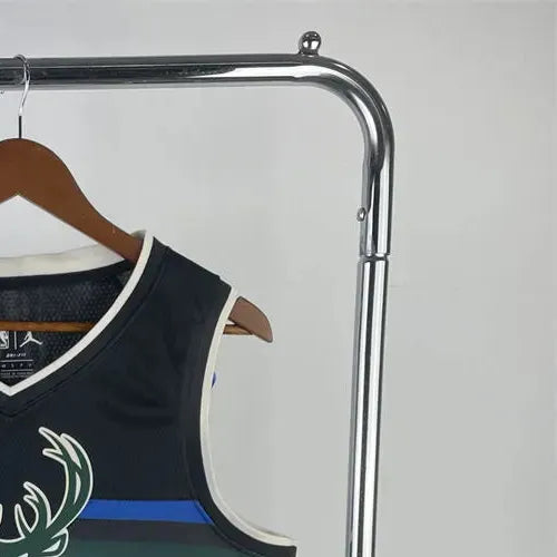 NBA Milwaukee Bucks V-Neck Black jersey LILLARD#0 S-XXL