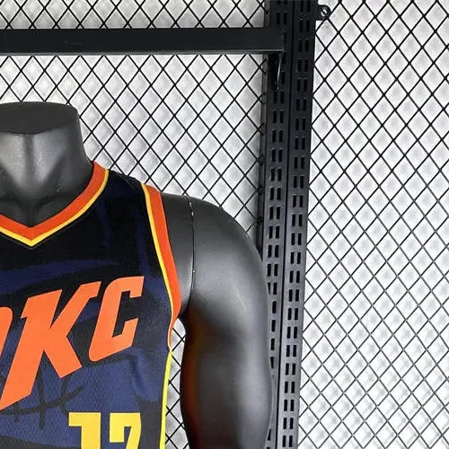 NBA Oklahoma City Thunder 2024 City Edition V-Neck Black Jersey GEORGE#13 S-XXL