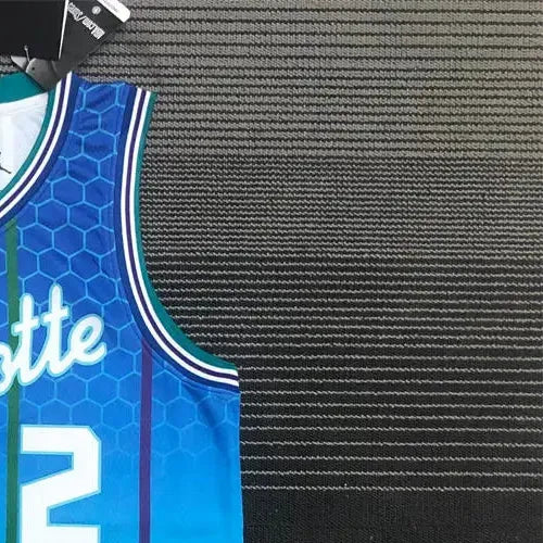 NBA Charlotte Hornets V-Neck Light Green BALL#2 Jersey S-XXL
