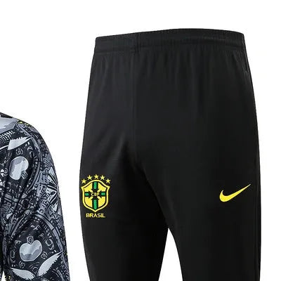 202425 Brazil Black Jacket Training Suit Set Football Team Shirt Sports Fashion