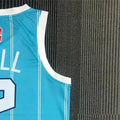 NBA Charlotte Hornets V-Neck Light Blue 75th Anniversary Jersey BALL#2 S-XXL