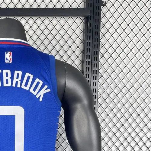 NBA Los Angeles Clippers 2023 V-Neck Blue Jersey WESTBROOK#0 S-XXL