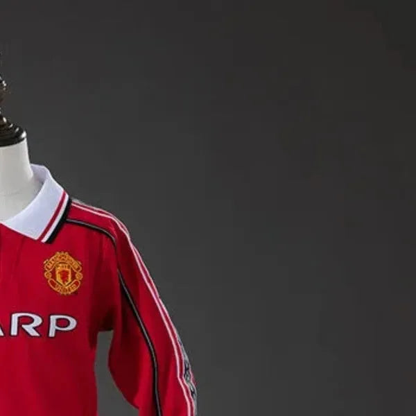 Retro Manchester United 199899 Home Kid Kits Long Sleeve