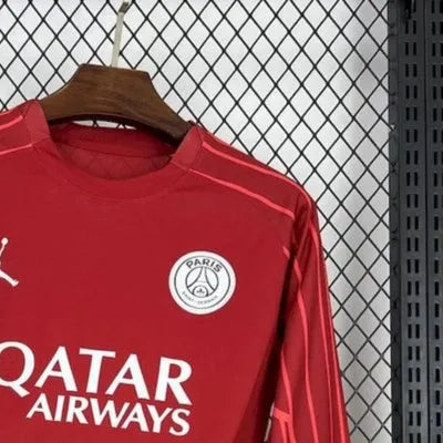 202526 PSG Red goalkeeper Long Sleeves jersey Fan Version